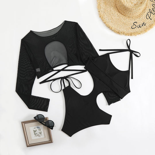 Damen Crop-Top Bikini-Set mit stilvollem Überwurf R&B