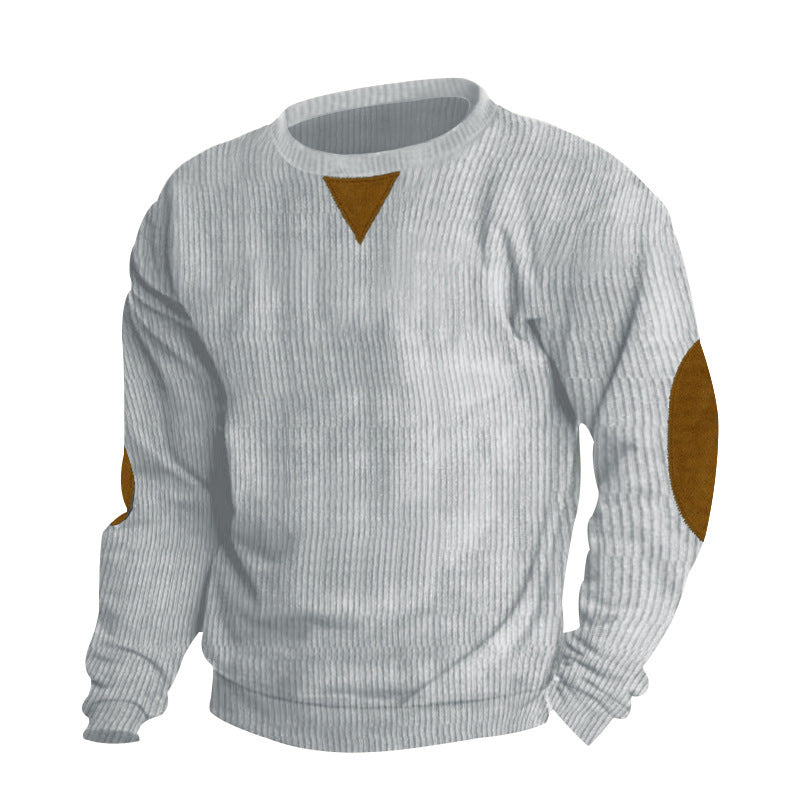 Herren stylischer Feinstrickpullover mit Struktur und modischen Ellenbogen-Patches R&B