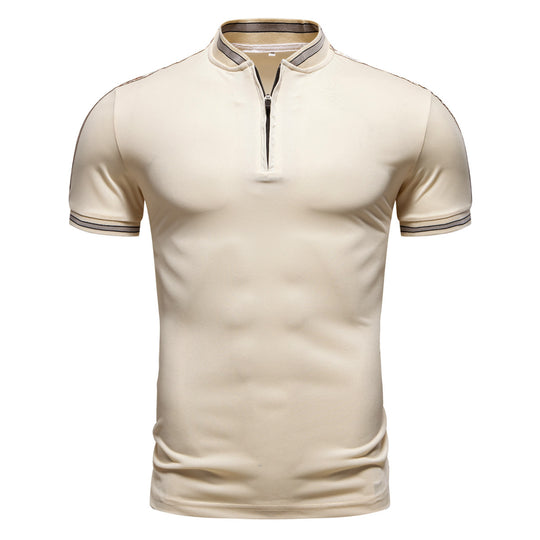 Herren Poloshirt mit hochwertigem Stehkragen und praktischem Reißverschluss R&B