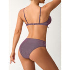 Damen Bikini mit modischem Knoten und hoch geschnittenem Slip R&B