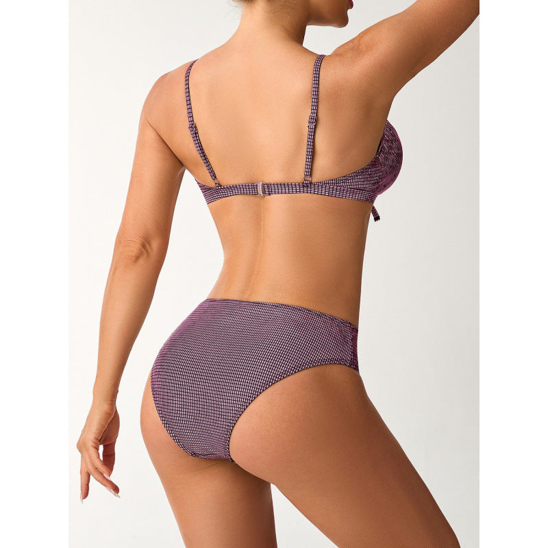 Damen Bikini mit modischem Knoten und hoch geschnittenem Slip R&B