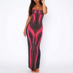 Damen Maxikleid mit einzigartigem grafischen Design und figurbetontem Schnitt R&B