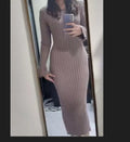 Damen Strickmaxikleid mit elegantem Rippmuster R&B