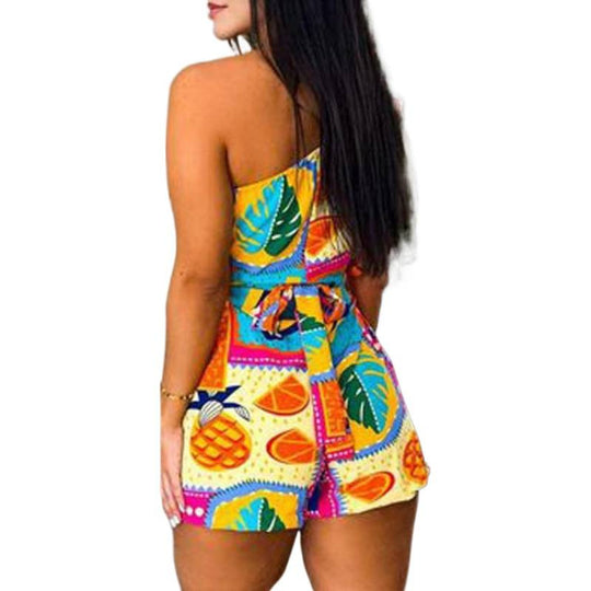 Damen Jumpsuit mit Rüschen und lebhaftem Muster R&B