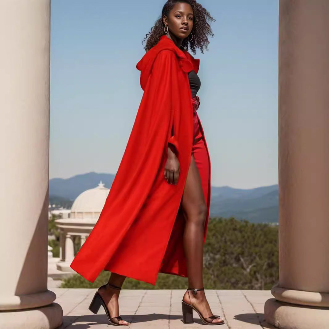 Damen elegante Kapuzenumhangjacke R&B