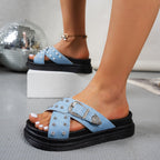 Damen Badesandalen mit modischem Riemendesign und eleganten Nieten R&B
