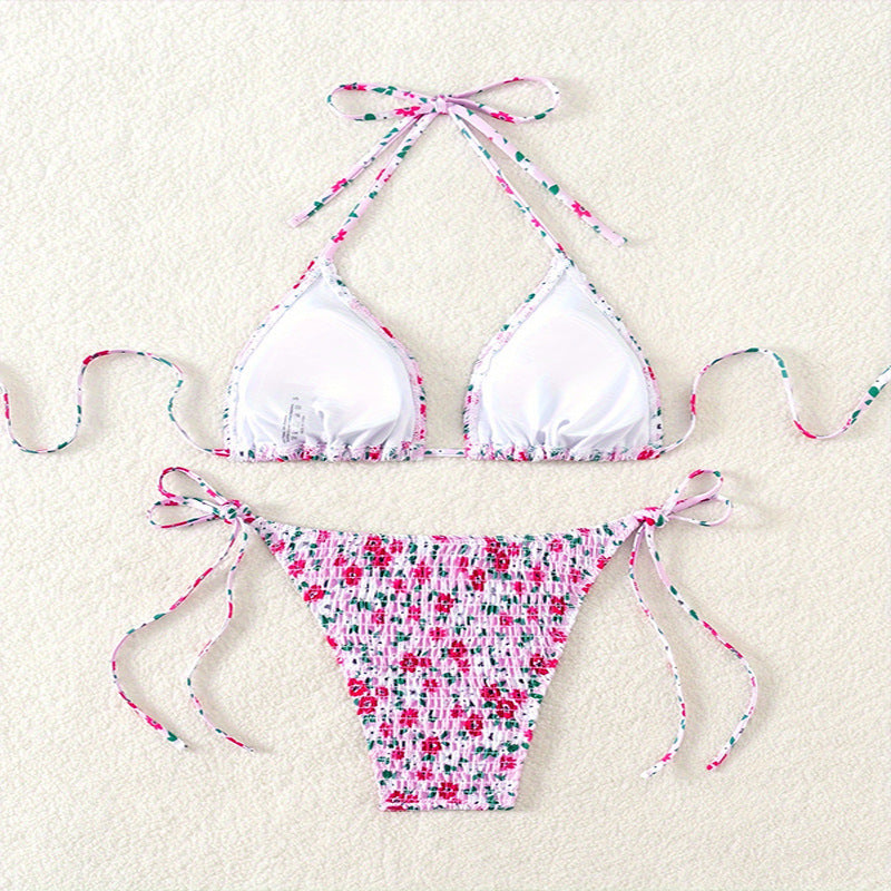 Damen Triangel-Bikini mit verspieltem Blumenmuster R&B