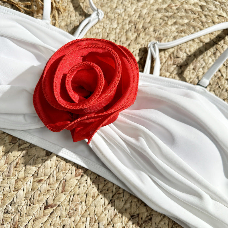 Damen Bikini-Set mit eleganter Rüschendetailierung und verführerischem Blumenakzent R&B
