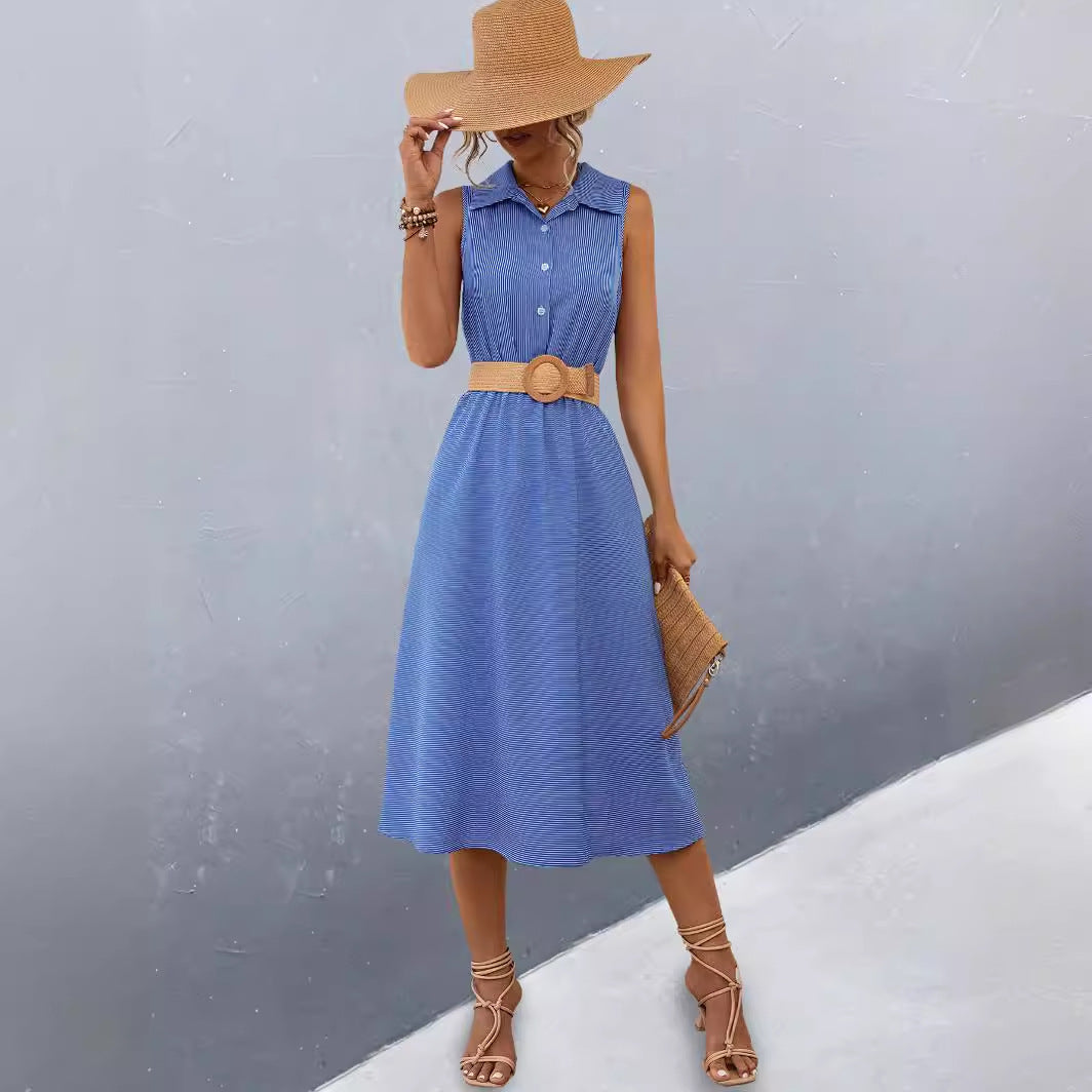 Damen Schickes Hemdblusenkleid mit tailliertem Gürtel und femininer Silhouette R&B