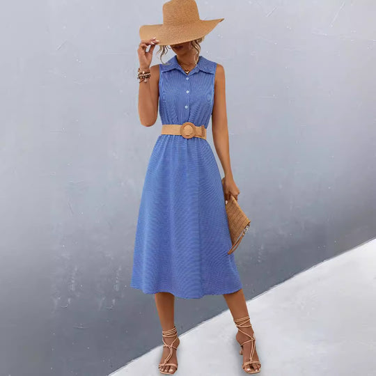 Damen Schickes Hemdblusenkleid mit tailliertem Gürtel und femininer Silhouette R&B