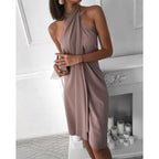 Damen Halterkleid mit elegantem Drapierungseffekt R&B