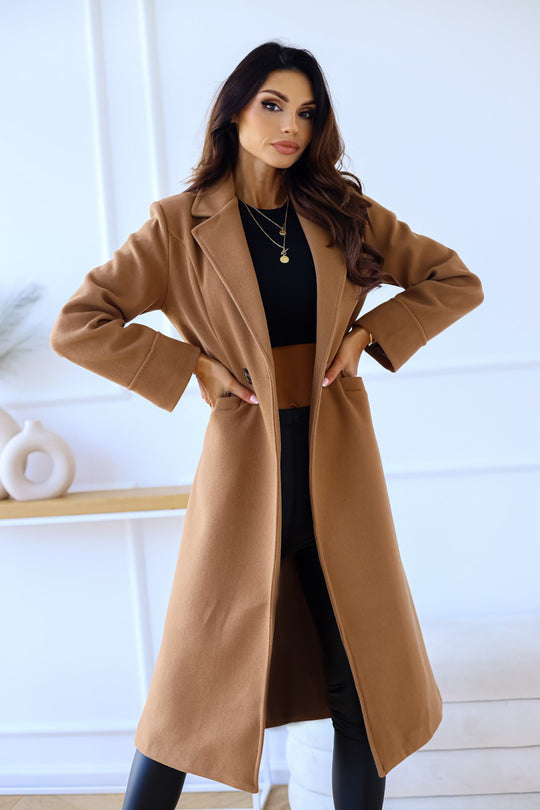 Damen Zeitloser Wollmantel mit elegantem Revers und praktischen Taschen R&B