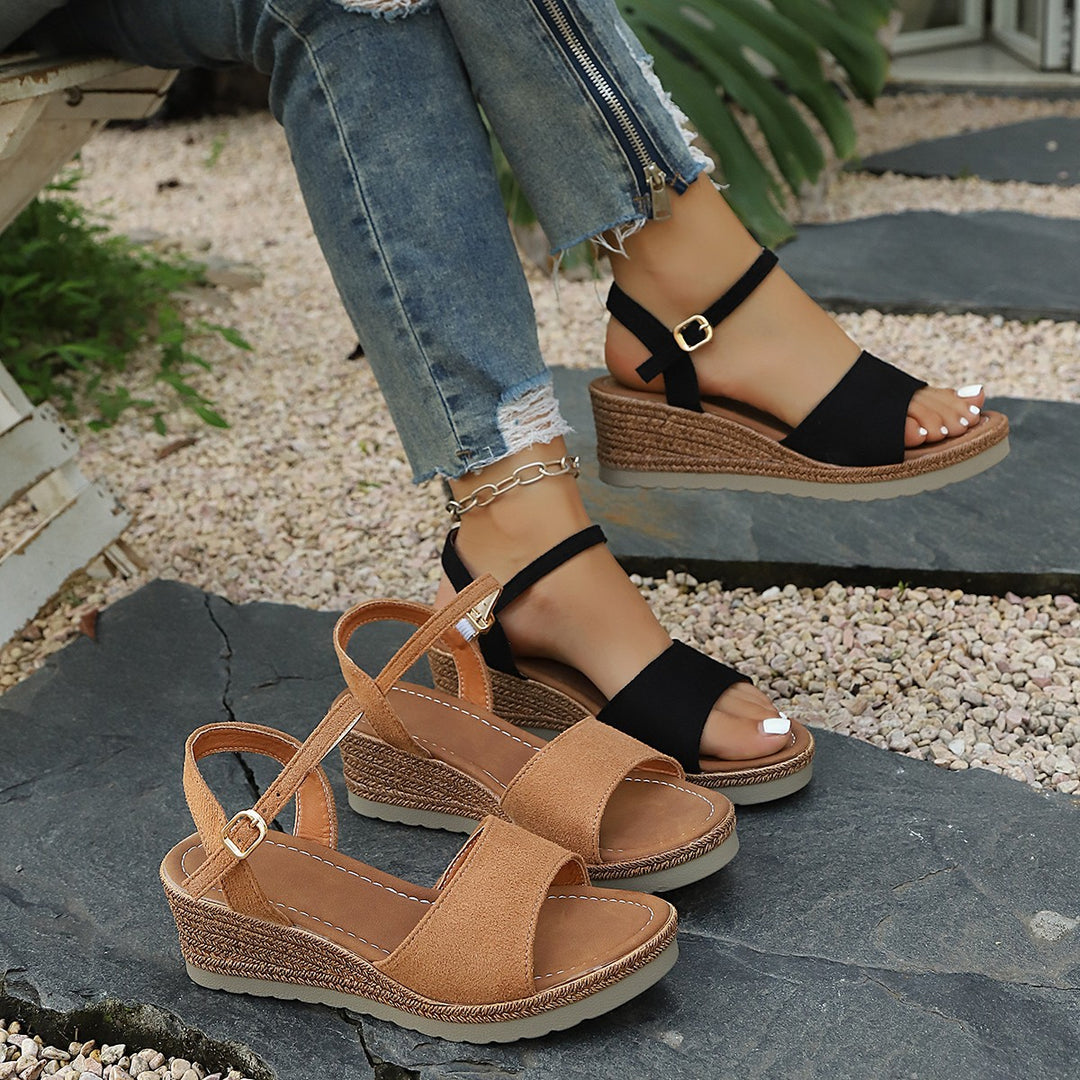 Damen Wedge-Sandalen mit verstellbaren Riemen und bequemer Sohle R&B
