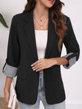 Damen Strukturierter Blazer mit modischem Kontrastärmel R&B