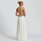 Damen Elegantes und figurumspielendes Abendkleid mit floralen Applikationen R&B