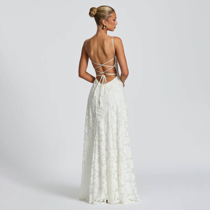 Damen Elegantes und figurumspielendes Abendkleid mit floralen Applikationen R&B