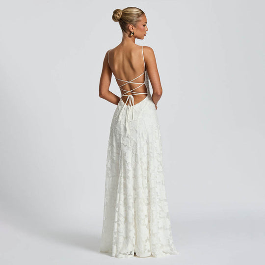 Damen Elegantes und figurumspielendes Abendkleid mit floralen Applikationen R&B