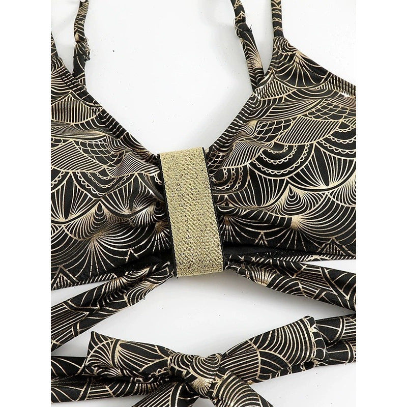 Damen Triangel-Bikini mit glamourösem Wickel-Design und eleganten Akzenten R&B