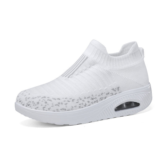 Damen nan gestrickter Schlupf-Walking-Sneaker mit anatomischer Pronationsstütze, Luftpolster-Zwischensohle und sockenähnlichem Schaft R&B
