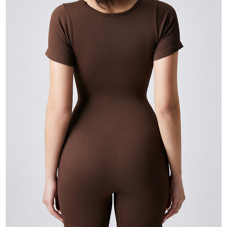 Damen Sportlicher Jumpsuit mit kurzem Arm und hohem Komfort R&B