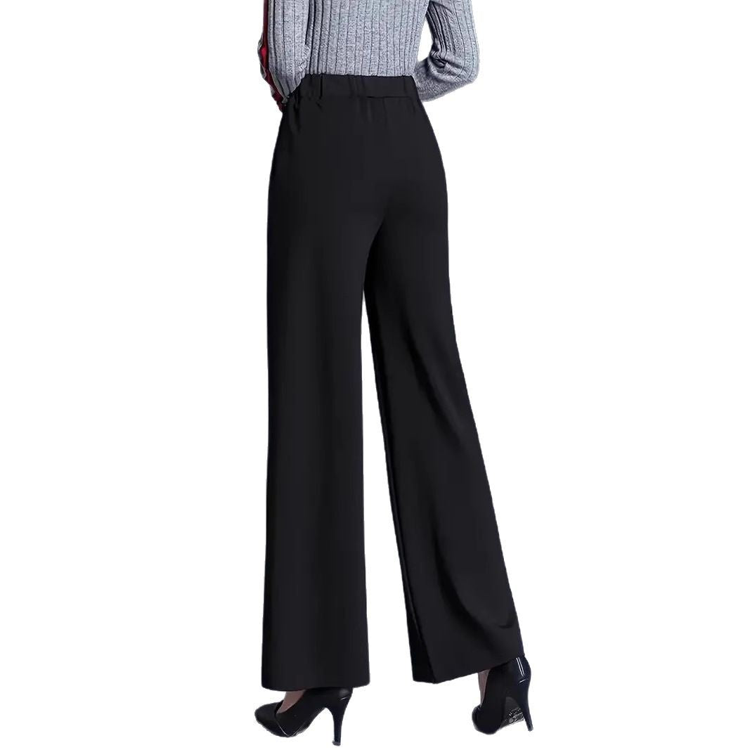 Damen Weit geschnittene High-Waist-Hose mit eleganten Bügelfalten R&B