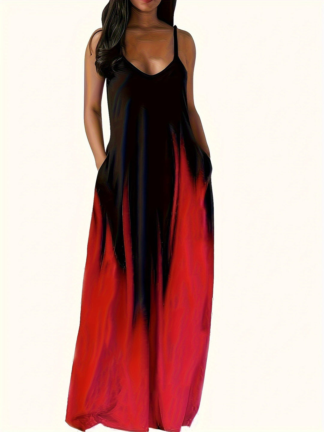 Damen Maxikleid mit elegantem Schnitt und seitlichen Taschen R&B