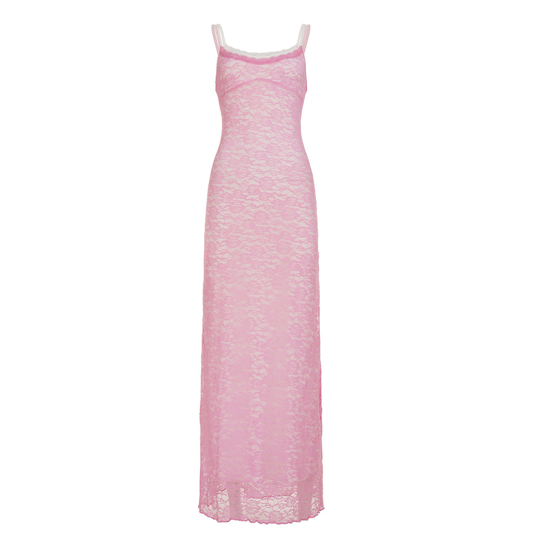 Damen Spitzen-Maxikleid mit verstellbaren Trägern R&B