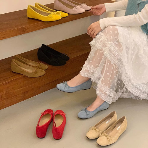 Damen Ballerinas aus hochwertigem Wildleder mit verspieltem Schleifen-Detail R&B