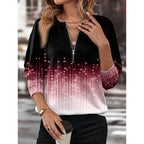 Damen Sweatshirt mit Reißverschluss und modischem Farbverlauf R&B