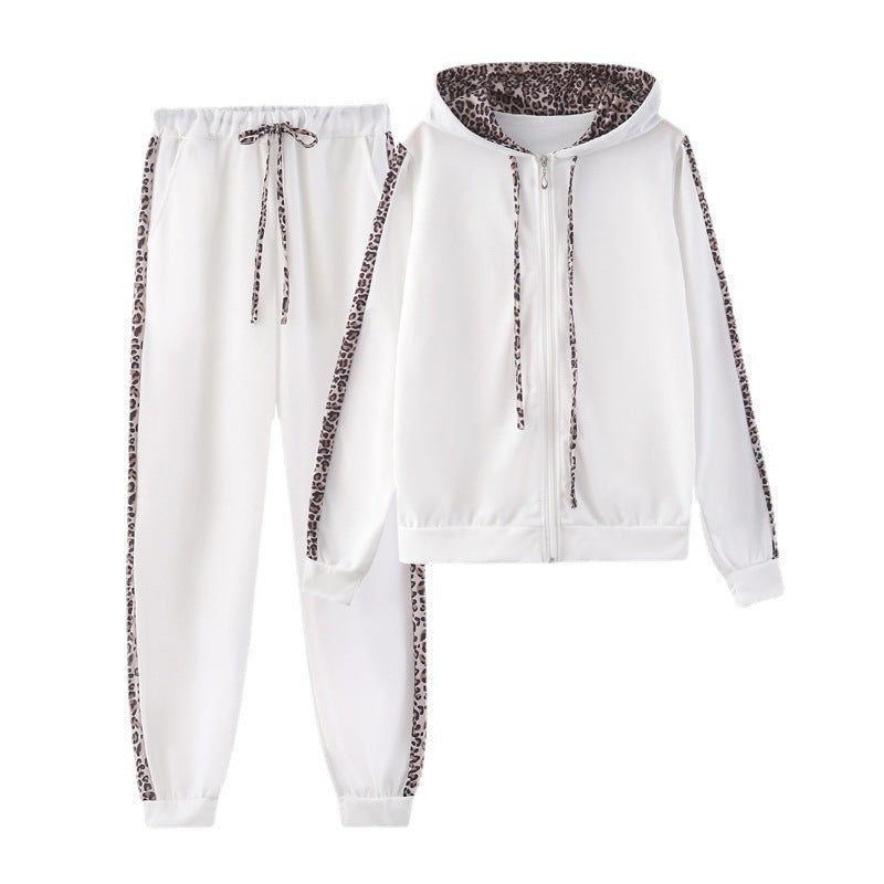 Damen Sportanzug mit modischem Leopardenmuster R&B