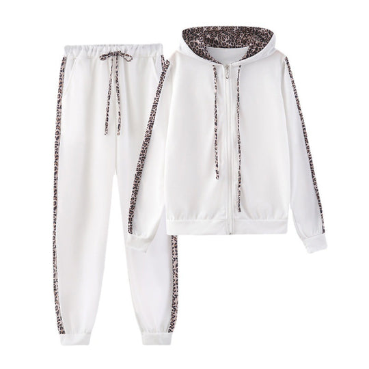 Damen Sportanzug mit modischem Leopardenmuster R&B