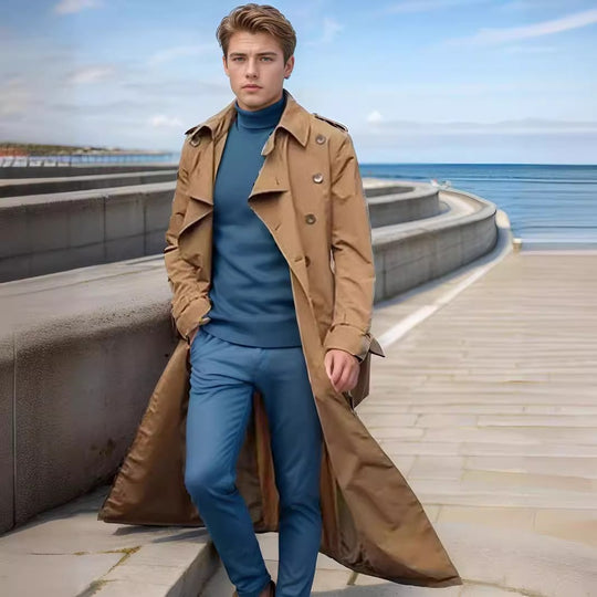 Herren Langer Trenchcoat R&B