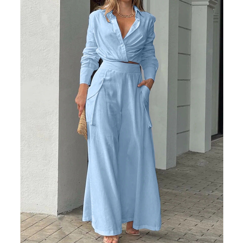 Damen Elegantes Oberteil mit weitem Schnitt und passenden Palazzo-Hosen R&B