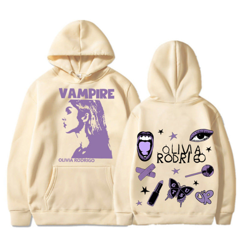 Damen Kapuzenpullover mit künstlerischem Vampir-Print und oversized Schnitt R&B