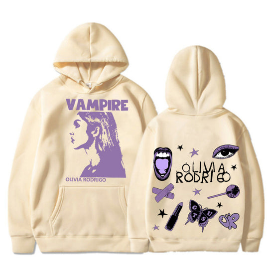 Damen Kapuzenpullover mit künstlerischem Vampir-Print und oversized Schnitt R&B