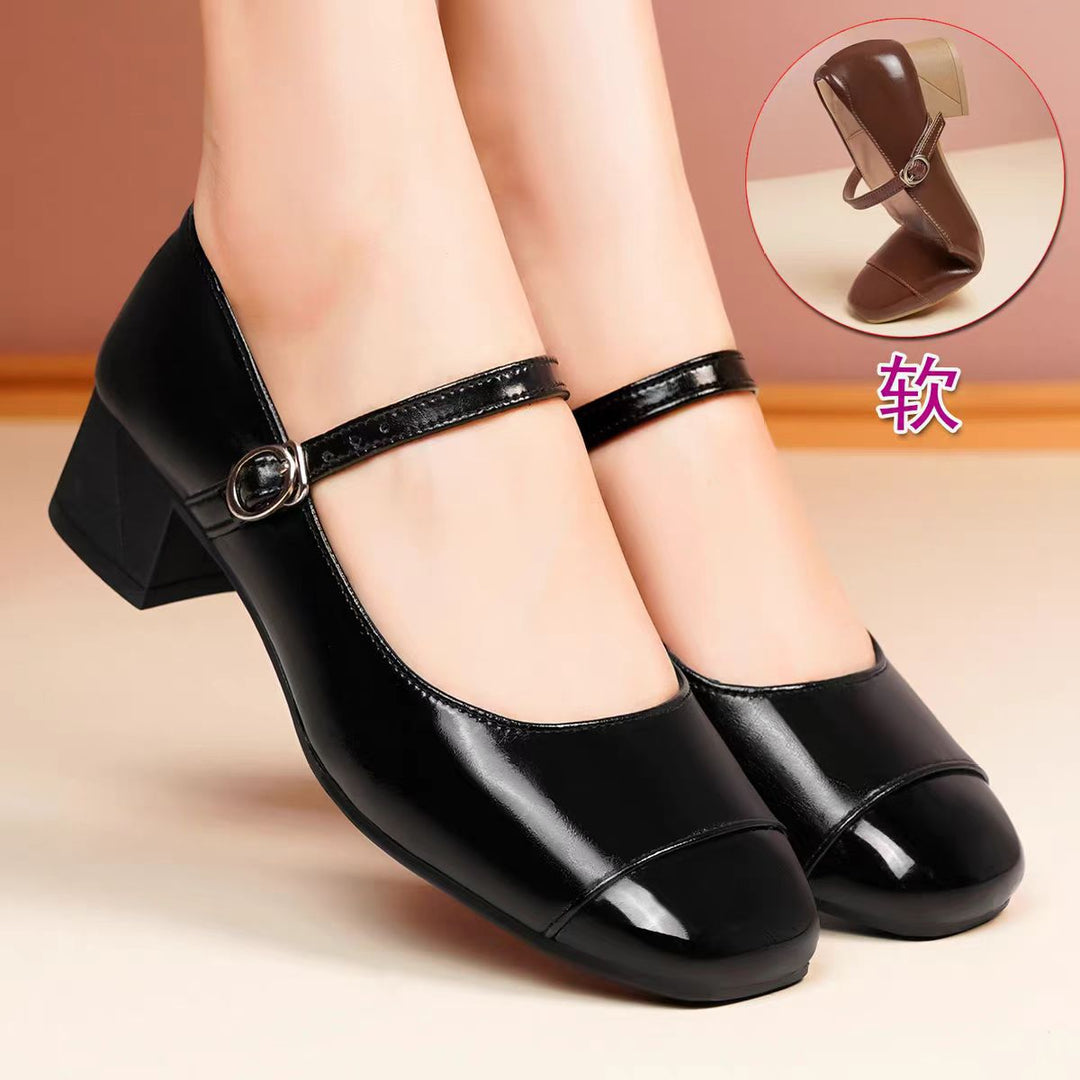 Damen Mary Jane Ballerinas mit verstellbarem Riemen und komfortablem Blockabsatz R&B