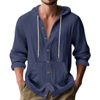 Herren Kapuzenshirt mit Knopfleiste und praktischen Taschen R&B