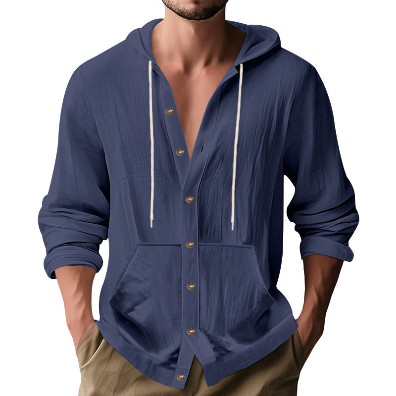Herren Kapuzenshirt mit Knopfleiste und praktischen Taschen R&B
