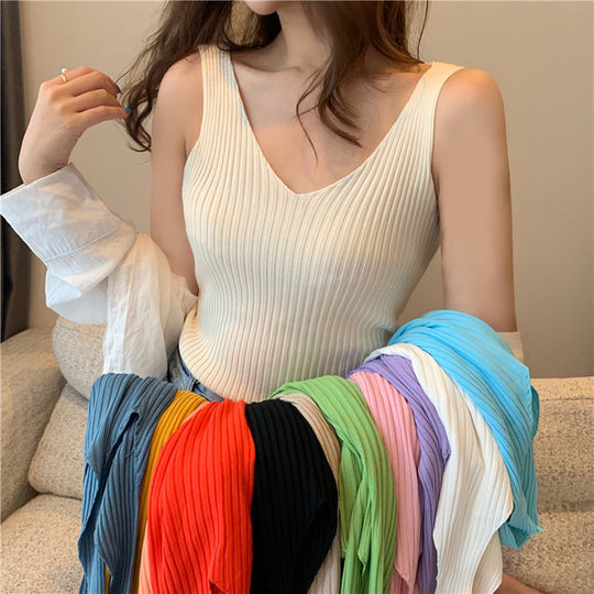 Damen Ripp V-Ausschnitt Tanktop R&B