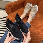 Damen Slip-On Sneakers mit eleganter Spitzenoberfläche und bequemer Dämpfung R&B