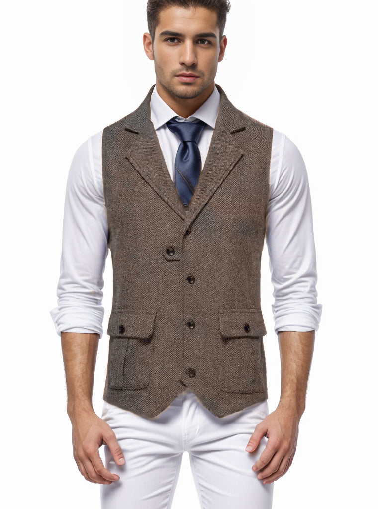 Herren elegante Weste im Hahnentrittmuster R&B