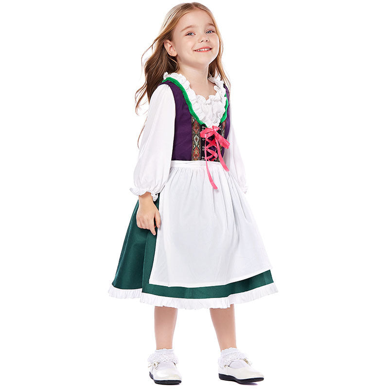Damen nan dreiteiliges Trachtenkleid Dirndl Kostümset mit Schnürung, tailliertem Rock und abnehmbarer Carmenbluse R&B