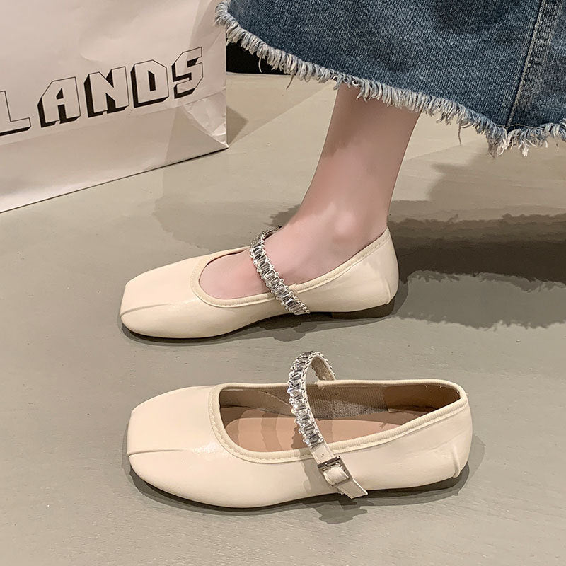 Damen Ballerinas mit funkelndem Riemen R&B