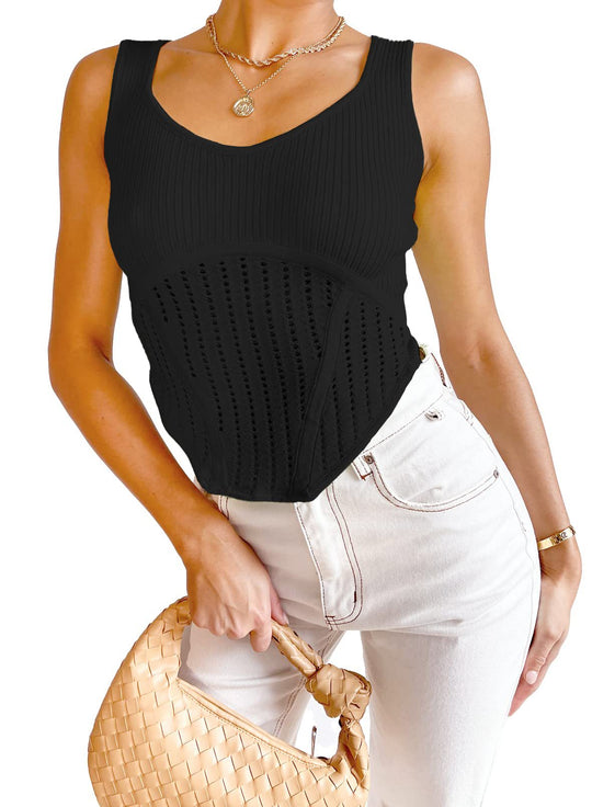Damen Crop-Top mit strukturiertem Netzlook und hohem Schnitt R&B