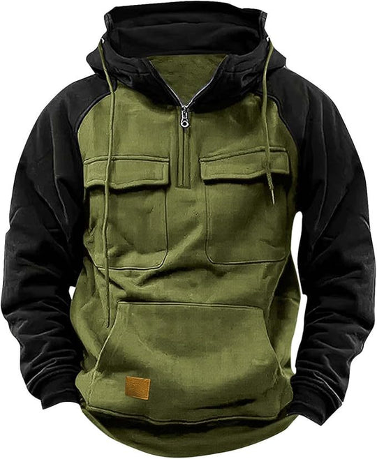 Herren Sportlicher Baumwoll-Hoodie mit Kapuze und praktischen Taschen R&B