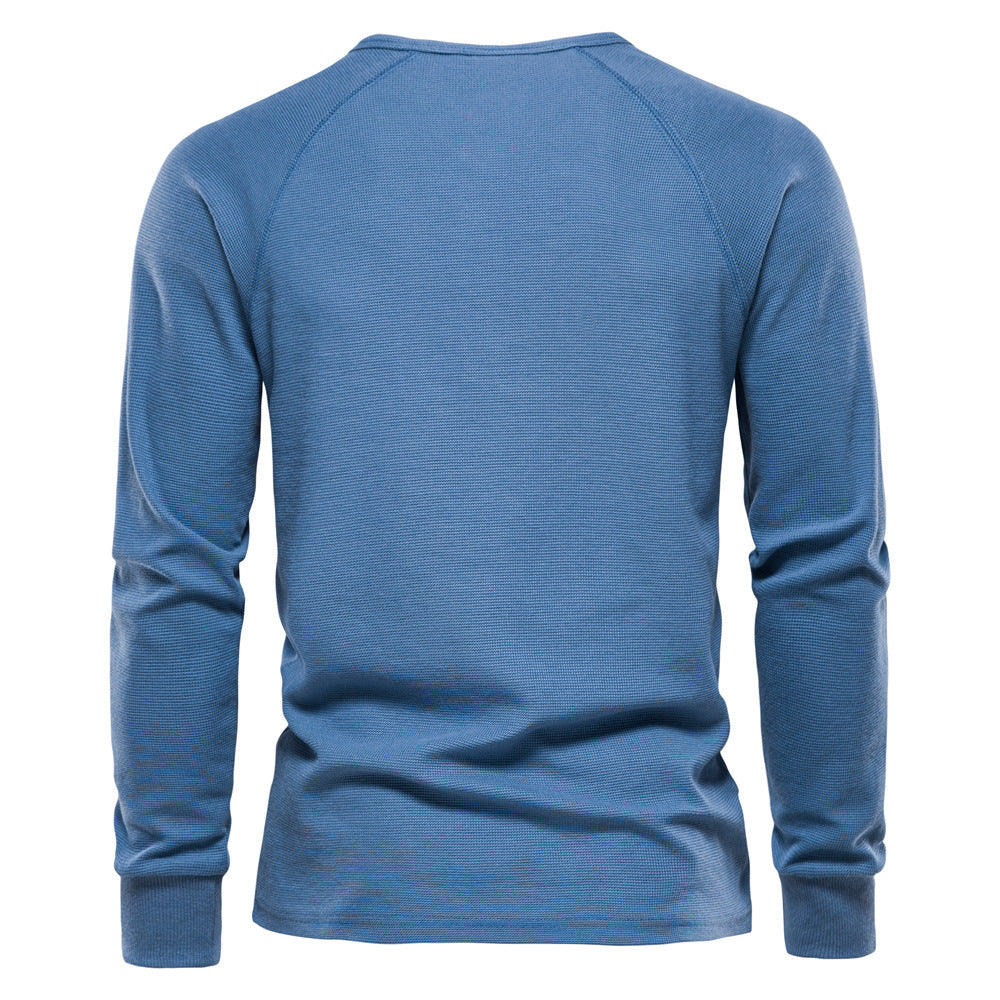 Herren Langarm-Henley-Shirt mit strukturierter Oberfläche und modischer Knopfleiste