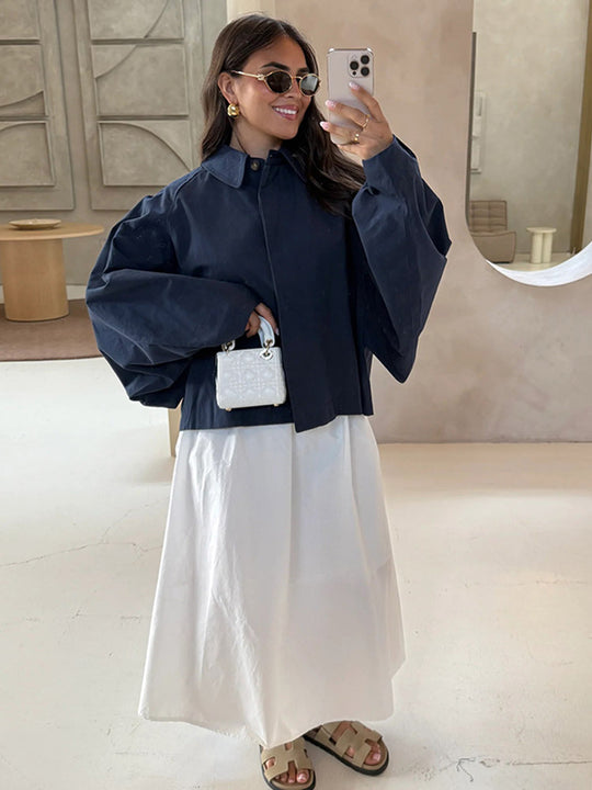 Damen Oversized Bluse mit dekorativen Puffärmeln R&B