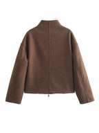 Damen zeitgenössische Übergangsjacke mit hochwertigem Stehkragen und durchgehendem Reißverschluss R&B