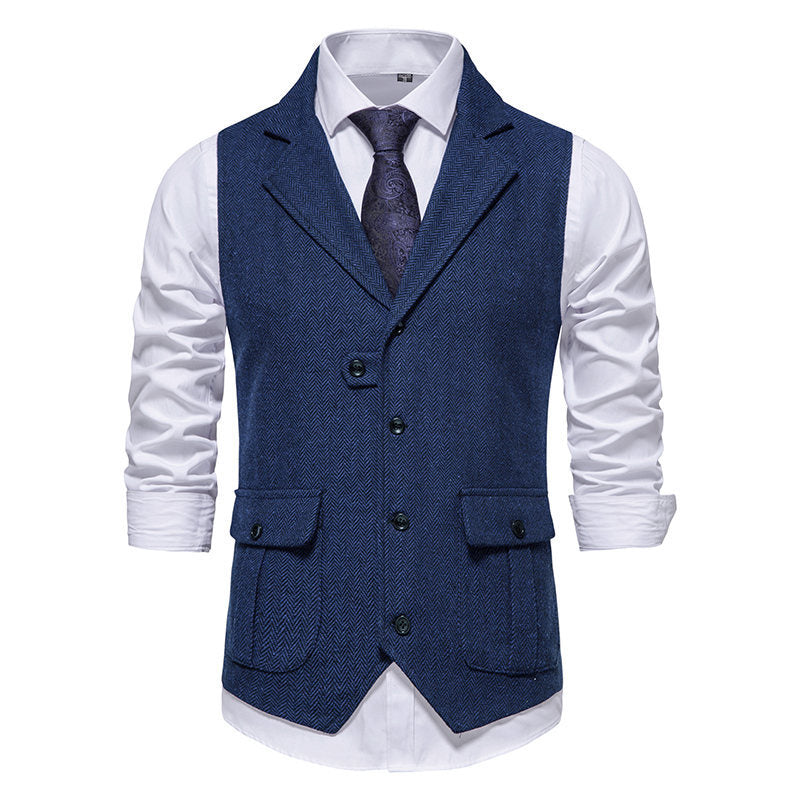 Herren elegante Weste mit strukturiertem Hahnentritt-Muster R&B