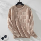 Damen Strickpullover mit modischem Karomuster und lässigem Schnitt R&B